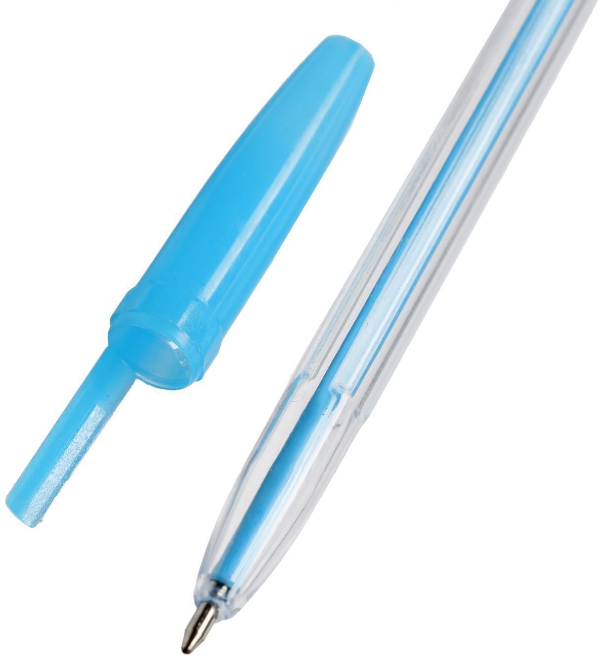 Набор ручек шариковых, 6 цветов, корпус прозрачный с цветными колпачками