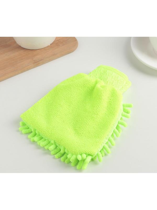 Варежка для уборки Доляна «Букли», 15×20 см, микрофибра односторонняя, цвет МИКС