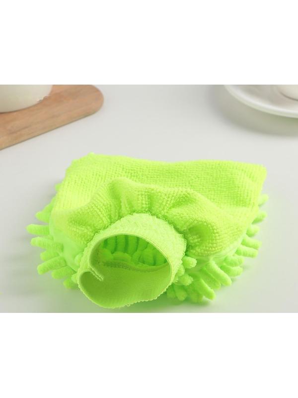 Варежка для уборки Доляна «Букли», 15×20 см, микрофибра односторонняя, цвет МИКС