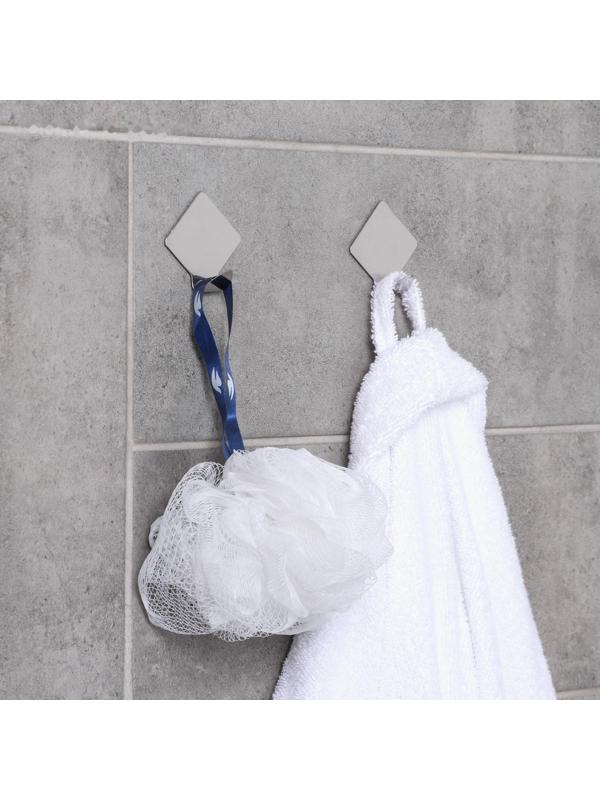 Крючок на липучке Доляна «Ромб», 2 шт, металлический