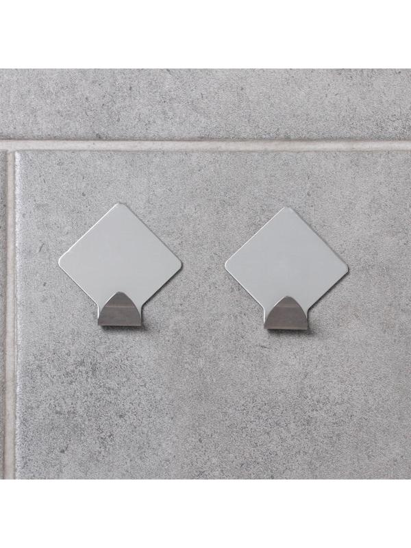 Крючок на липучке Доляна «Ромб», 2 шт, металлический