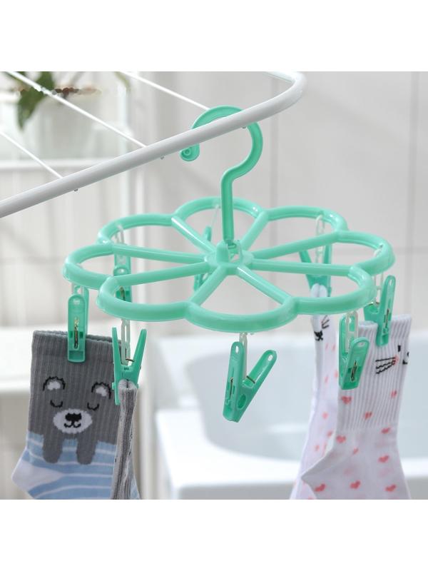Сушилка для белья подвесная, 23×23 см, 8 прищепок, цвет МИКС