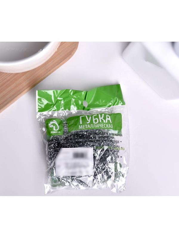 Губка для мытья посуды металлическая Доляна, спираль, 15 г
