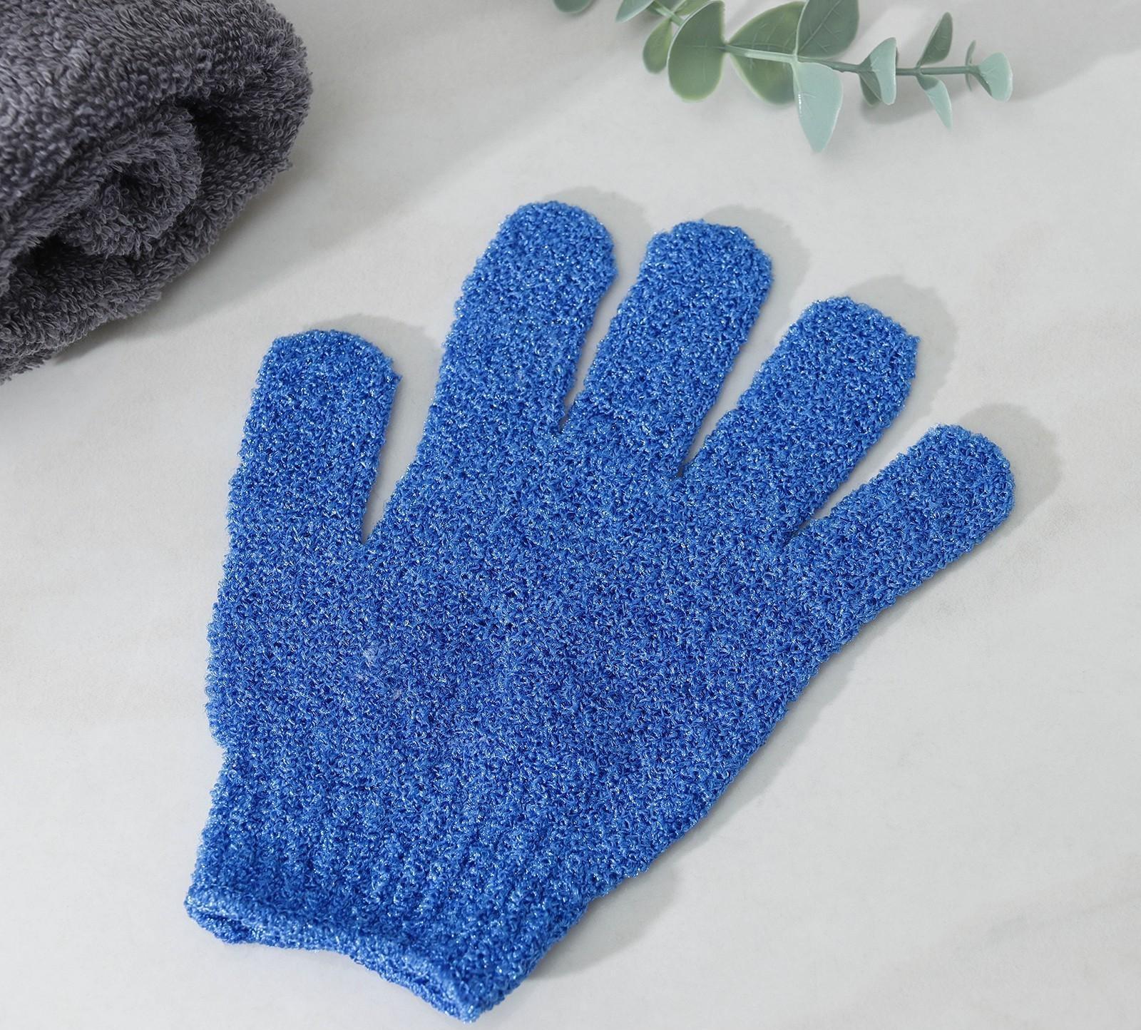 Мочалка-перчатка массажная Доляна, 14×18 см, однотонная, цвет МИКС