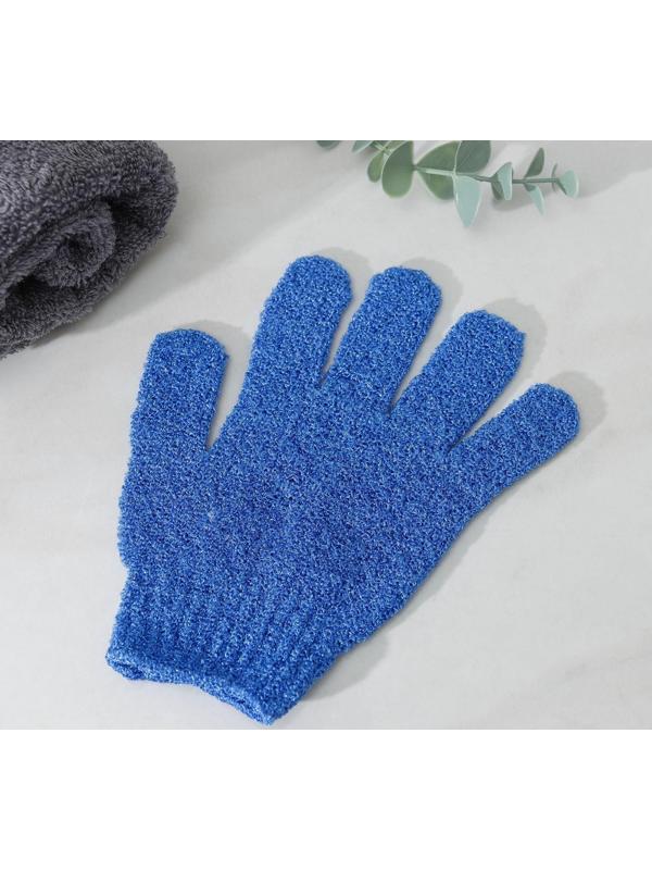 Мочалка-перчатка массажная Доляна, 14×18 см, однотонная, цвет МИКС