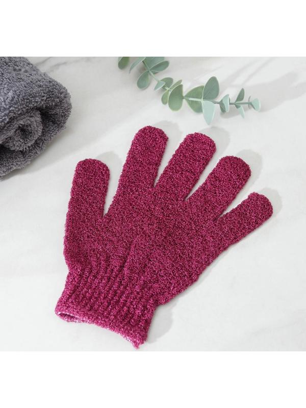 Мочалка-перчатка массажная Доляна, 14×18 см, однотонная, цвет МИКС