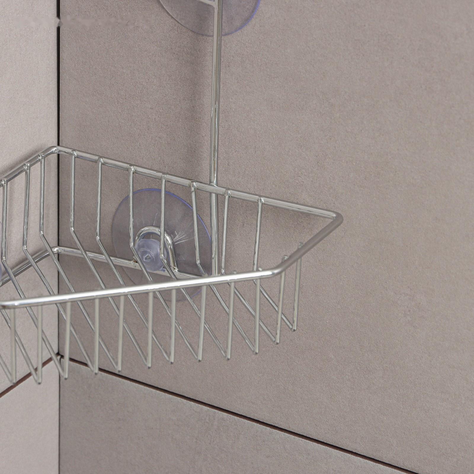 Полка угловая 2-х ярусная Доляна, 6 присосок, 29×15×20 см