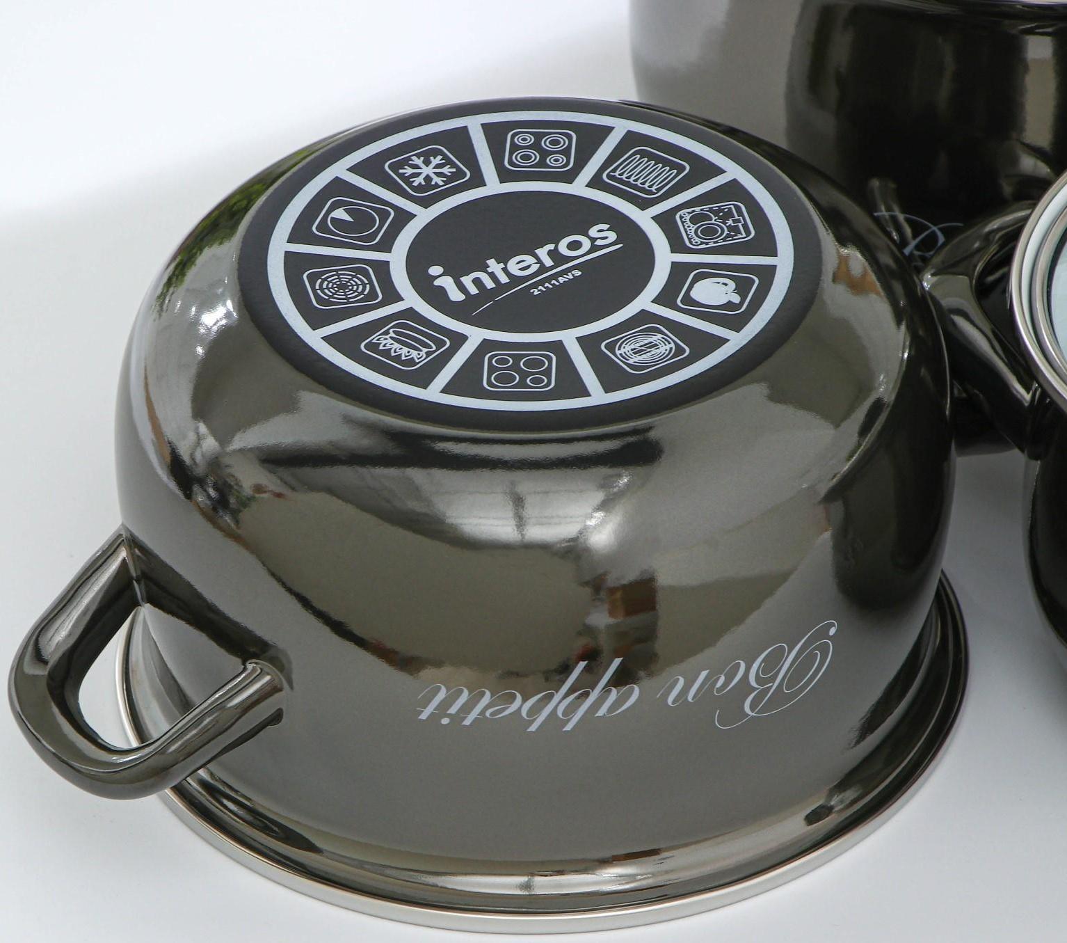 Набор кастрюль «Металлик», 3 предмета: 2,1 л, 3,1 л, 4 л, крышки, индукция, цвет чёрный