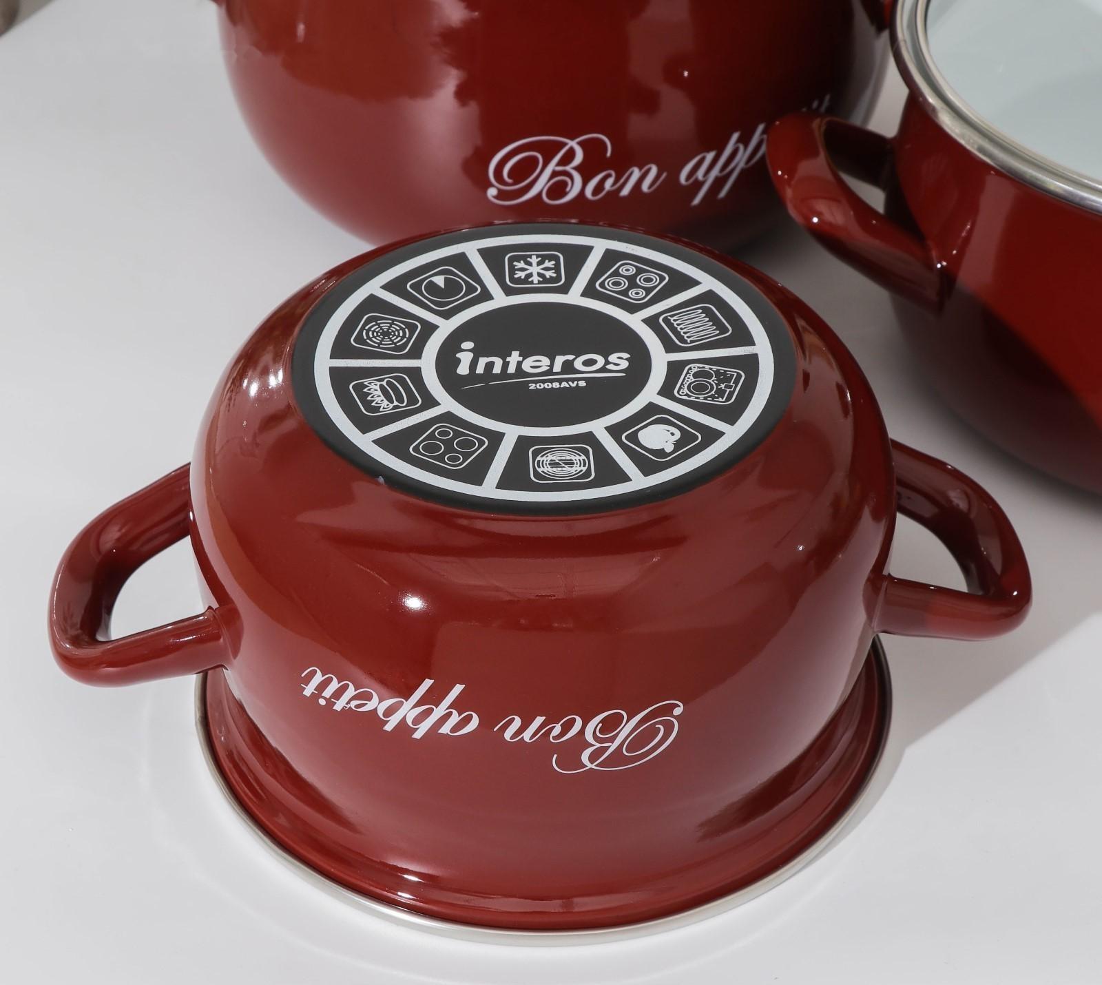 Набор кастрюль «Бордо», 3 предмета: 2,1 л, 3,1 л, 4 л, индукция, цвет бордовый