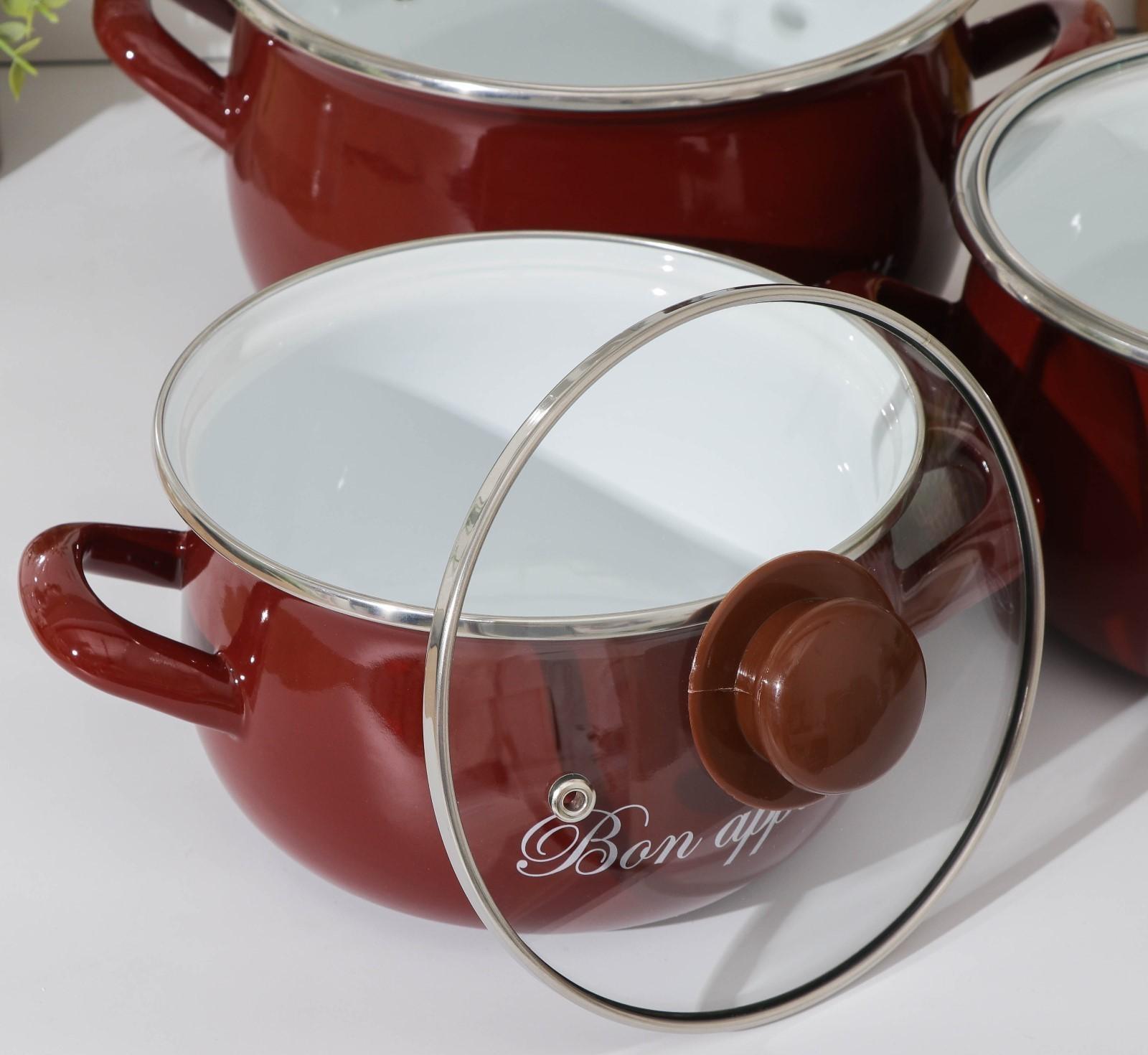 Набор кастрюль «Бордо», 3 предмета: 2,1 л, 3,1 л, 4 л, индукция, цвет бордовый