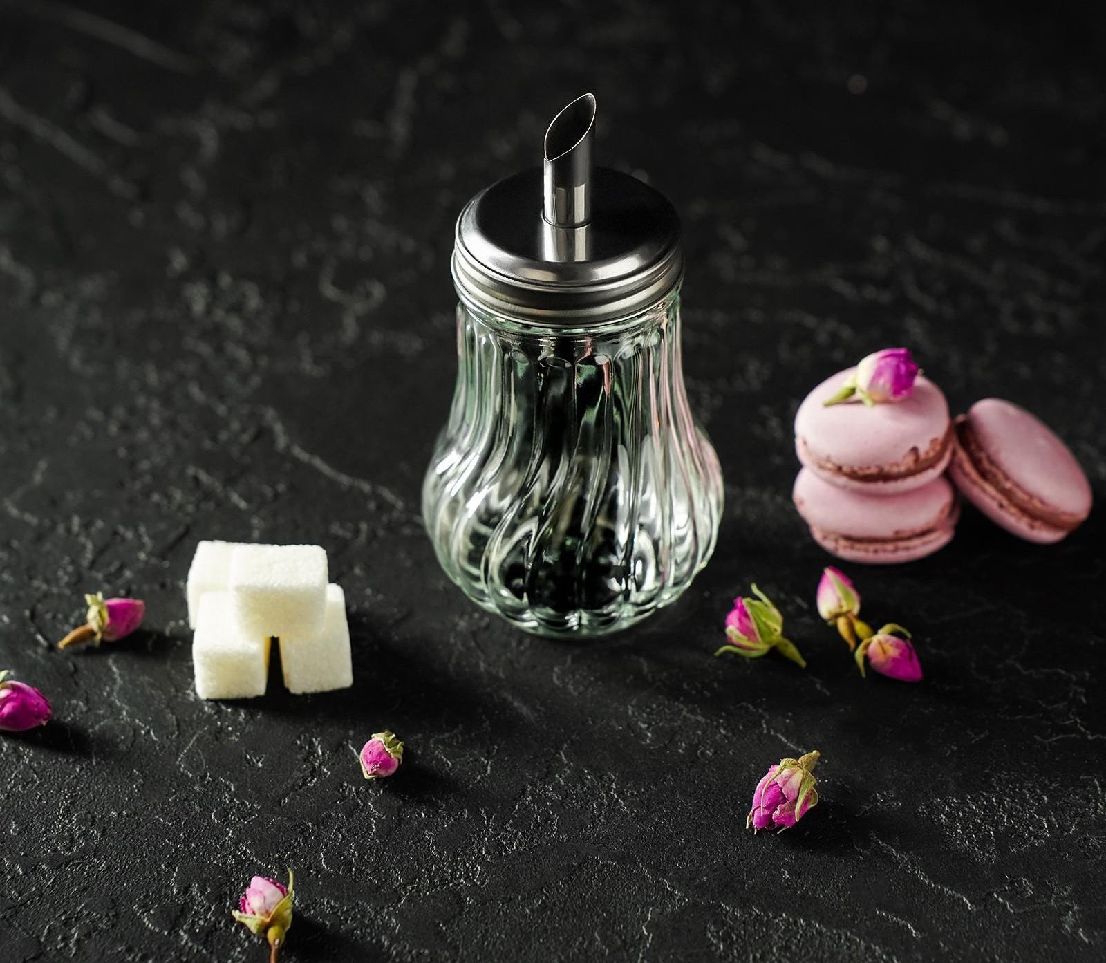 Сахарница стеклянная с дозатором Доляна «Перелив», 115 мл, 13,5×7 см