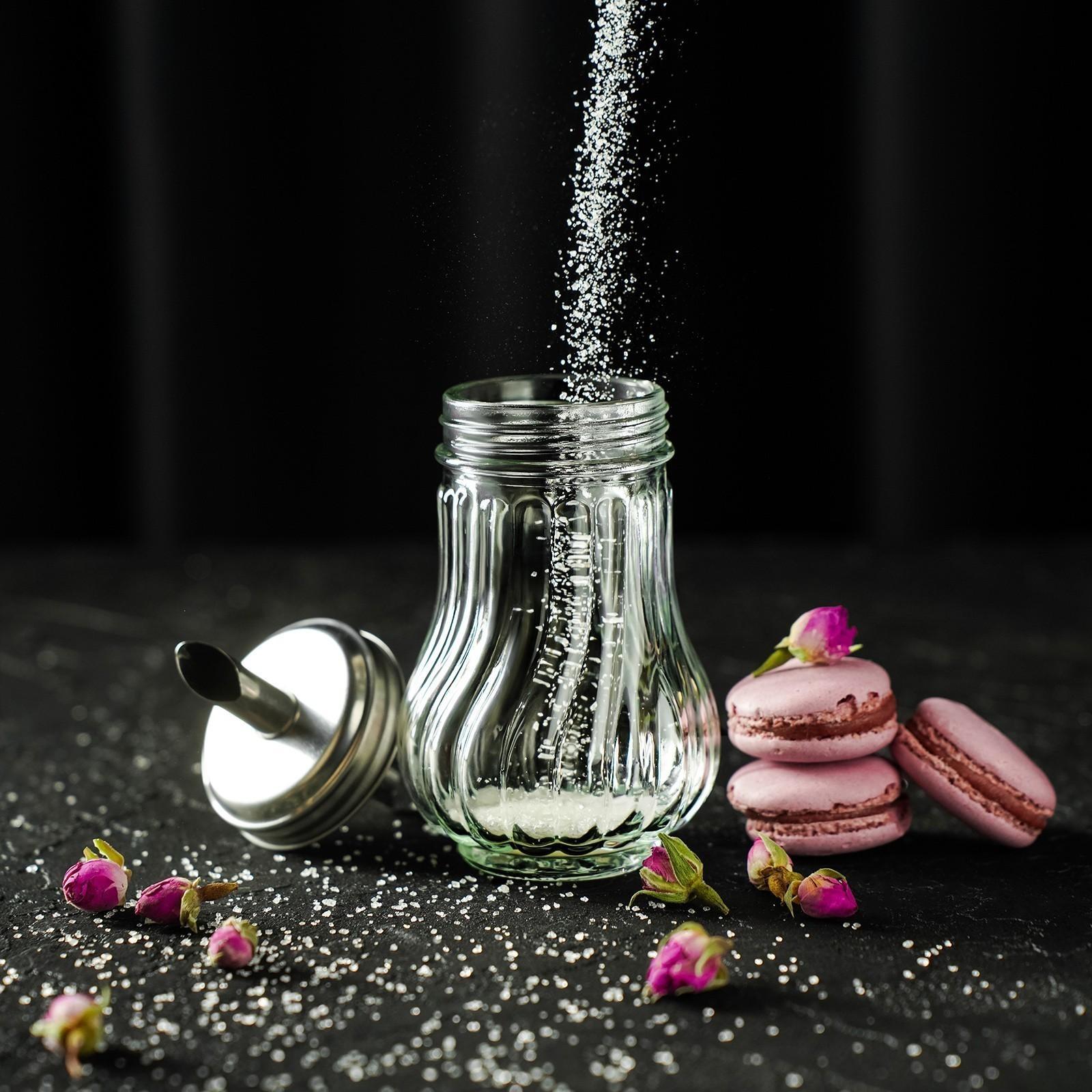 Сахарница стеклянная с дозатором Доляна «Перелив», 115 мл, 13,5×7 см