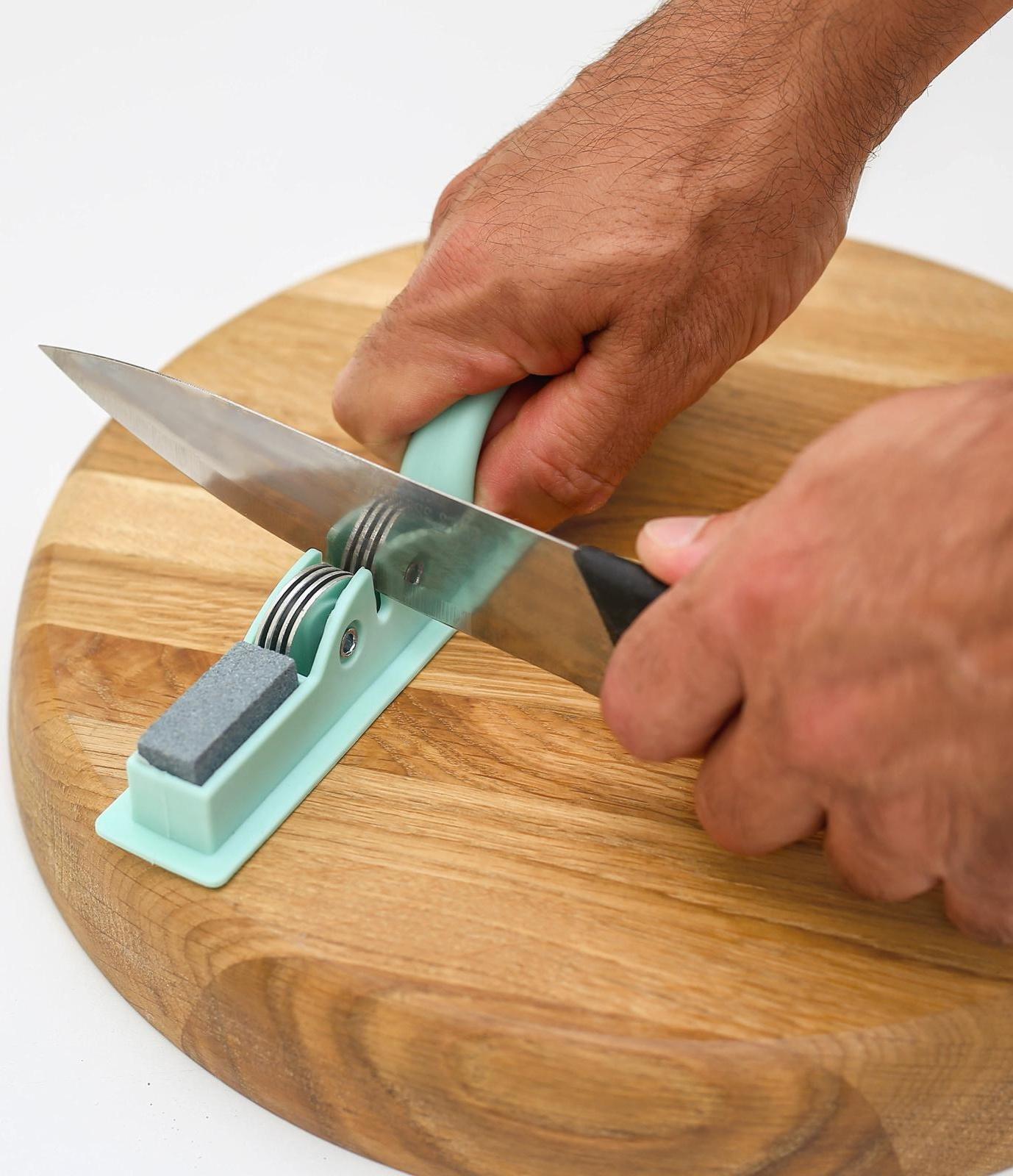 Точилка для ножей Доляна «острое лезвие», 19×4,5 см, с ручкой и шлифовкой, цвет МИКС