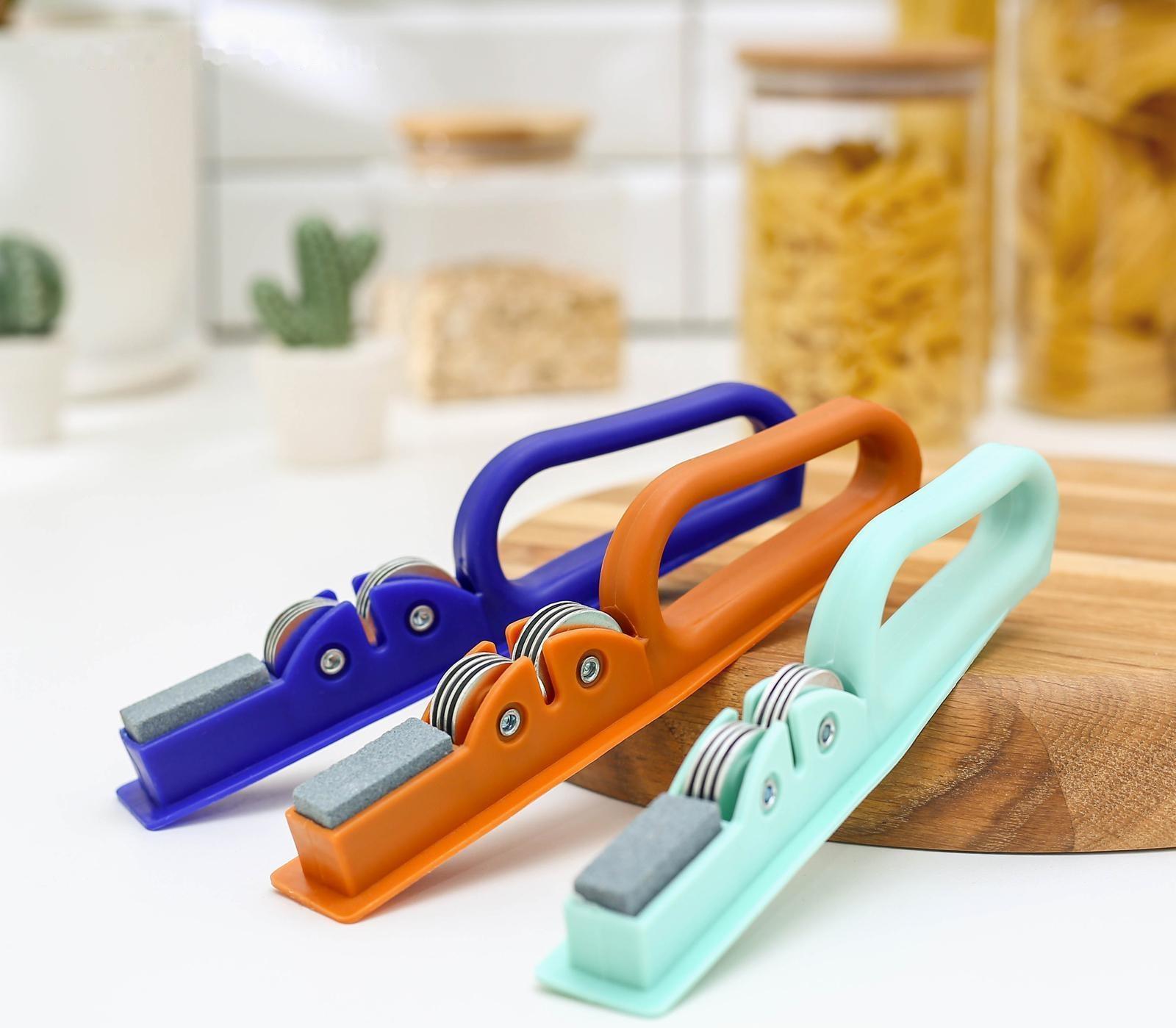 Точилка для ножей Доляна «острое лезвие», 19×4,5 см, с ручкой и шлифовкой, цвет МИКС