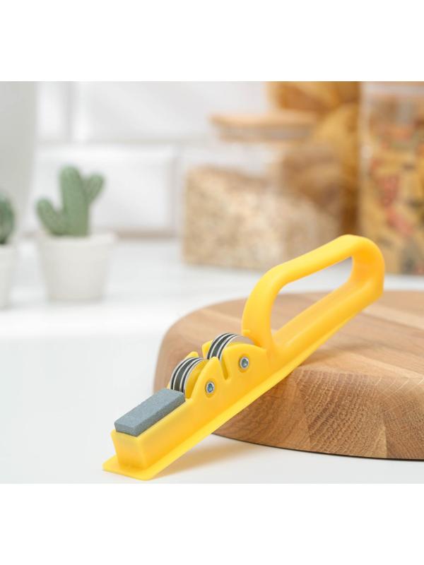 Точилка для ножей Доляна «острое лезвие», 19×4,5 см, с ручкой и шлифовкой, цвет МИКС