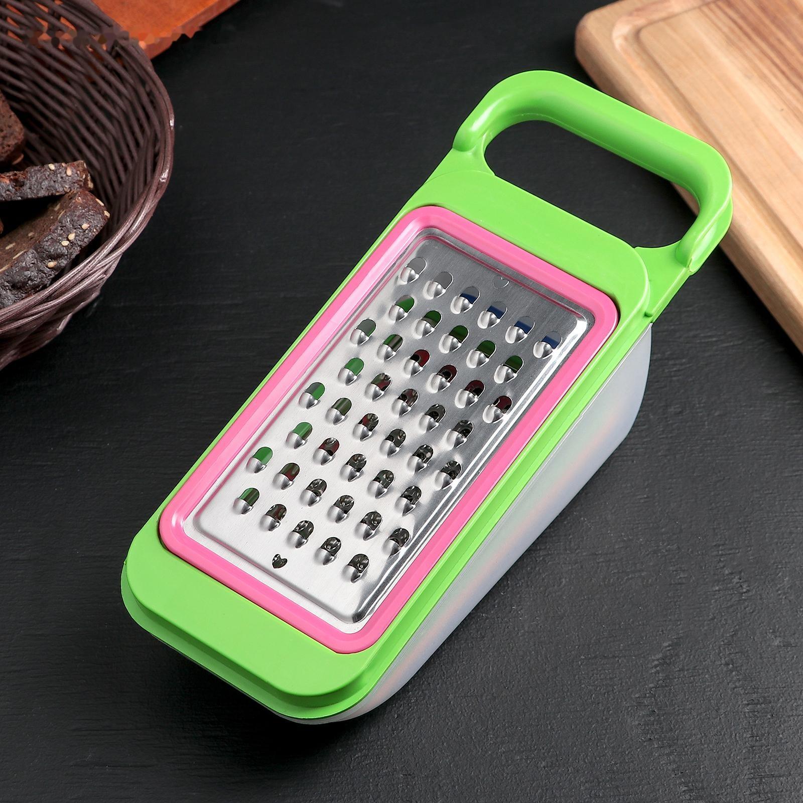 Тёрка-контейнер, 9×27 см, 4 насадки, цвет МИКС