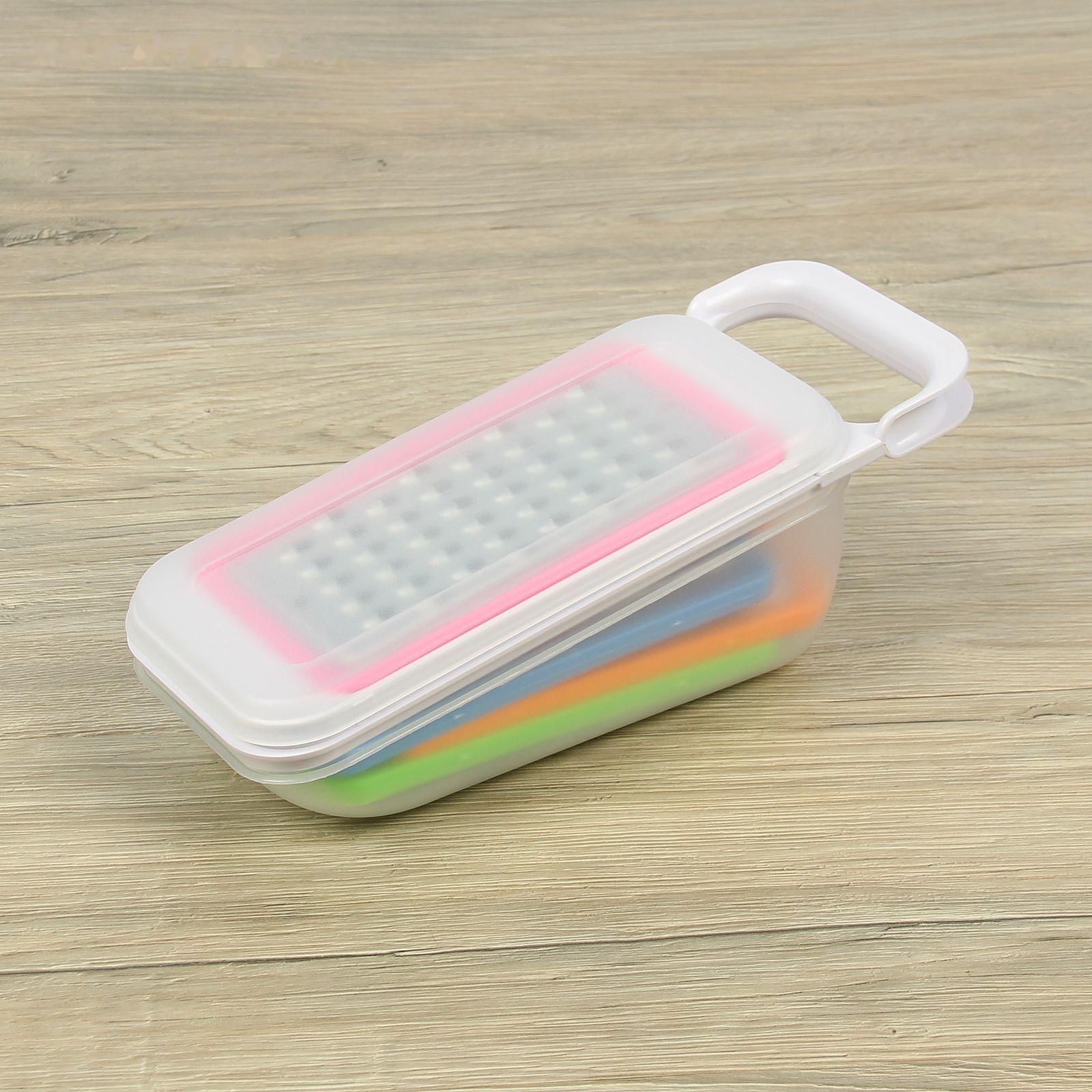 Тёрка-контейнер, 9×27 см, 4 насадки, цвет МИКС