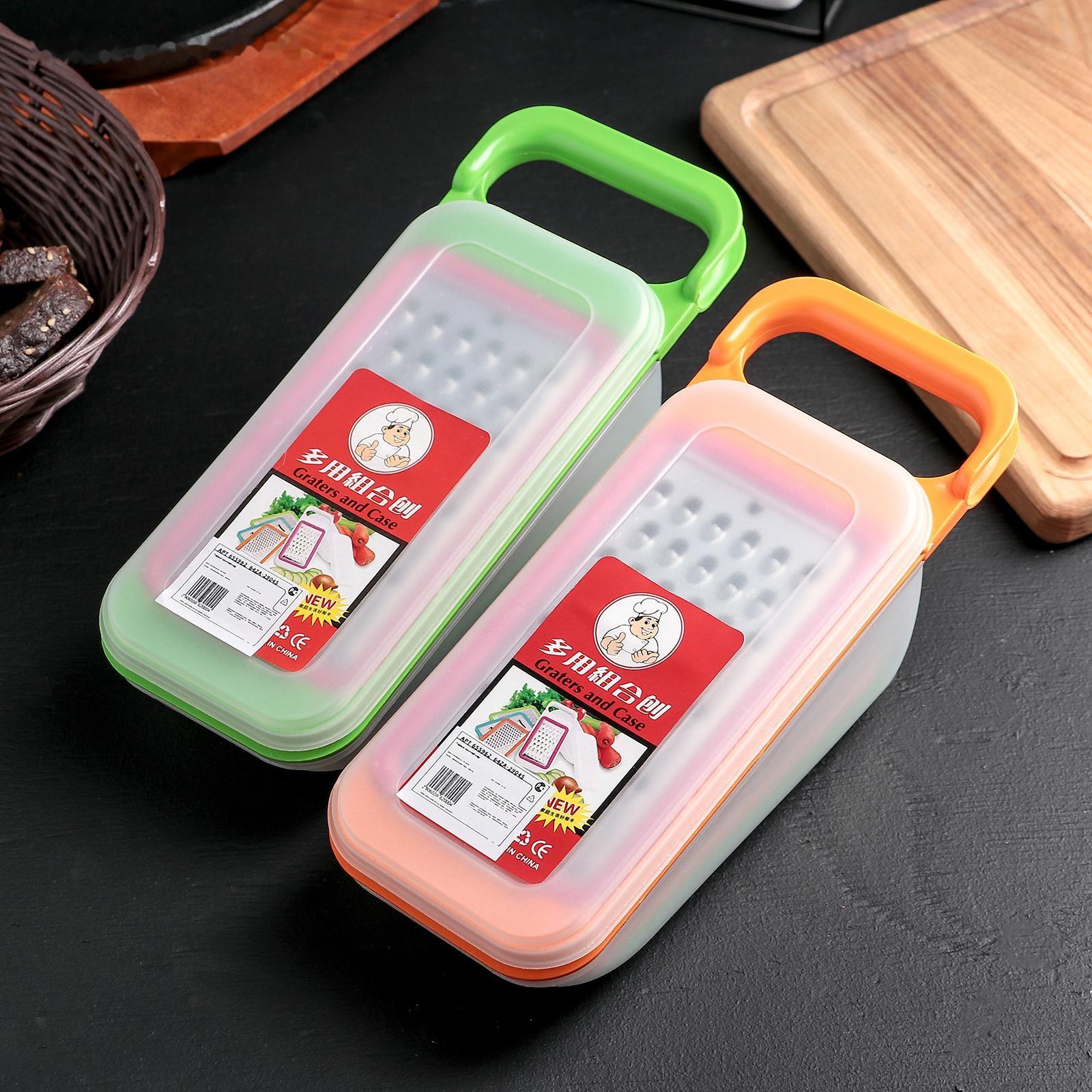 Тёрка-контейнер, 9×27 см, 4 насадки, цвет МИКС