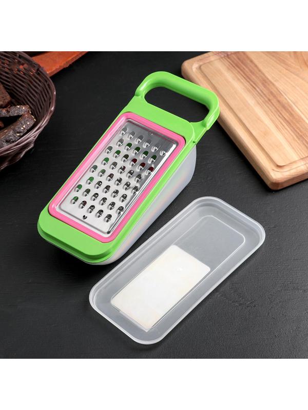 Тёрка-контейнер, 9×27 см, 4 насадки, цвет МИКС