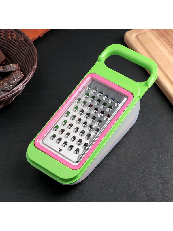 Тёрка-контейнер, 9×27 см, 4 насадки, цвет МИКС