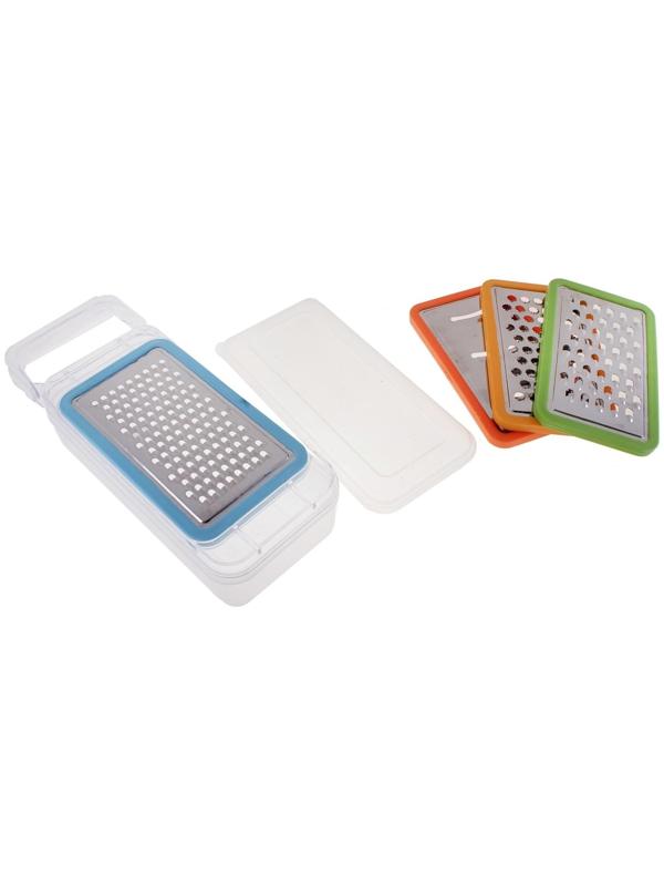Тёрка-контейнер, 9×27 см, 4 насадки, цвет МИКС