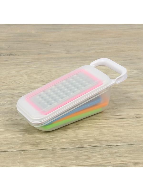 Тёрка-контейнер, 9×27 см, 4 насадки, цвет МИКС