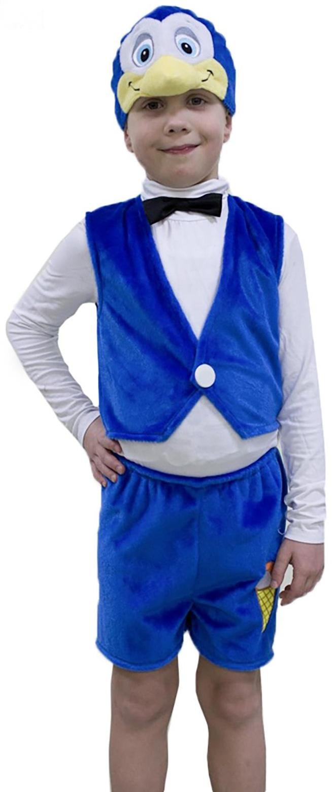 Карнавальный костюм «Пингвинчик», маска-шапочка, жилетка, шорты, рост 122-128 см