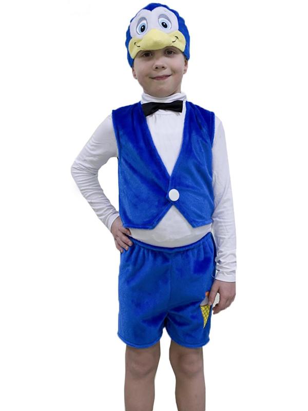 Карнавальный костюм «Пингвинчик», маска-шапочка, жилетка, шорты, рост 122-128 см