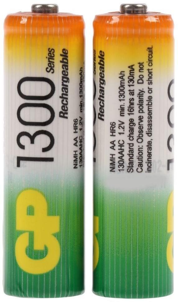 Аккумулятор GP, Ni-Mh, AA, HR6-2BL, 1.2В, 1300 мАч, блистер, 2 шт.