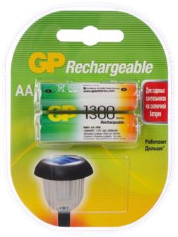 Аккумулятор GP, Ni-Mh, AA, HR6-2BL, 1.2В, 1300 мАч, блистер, 2 шт.