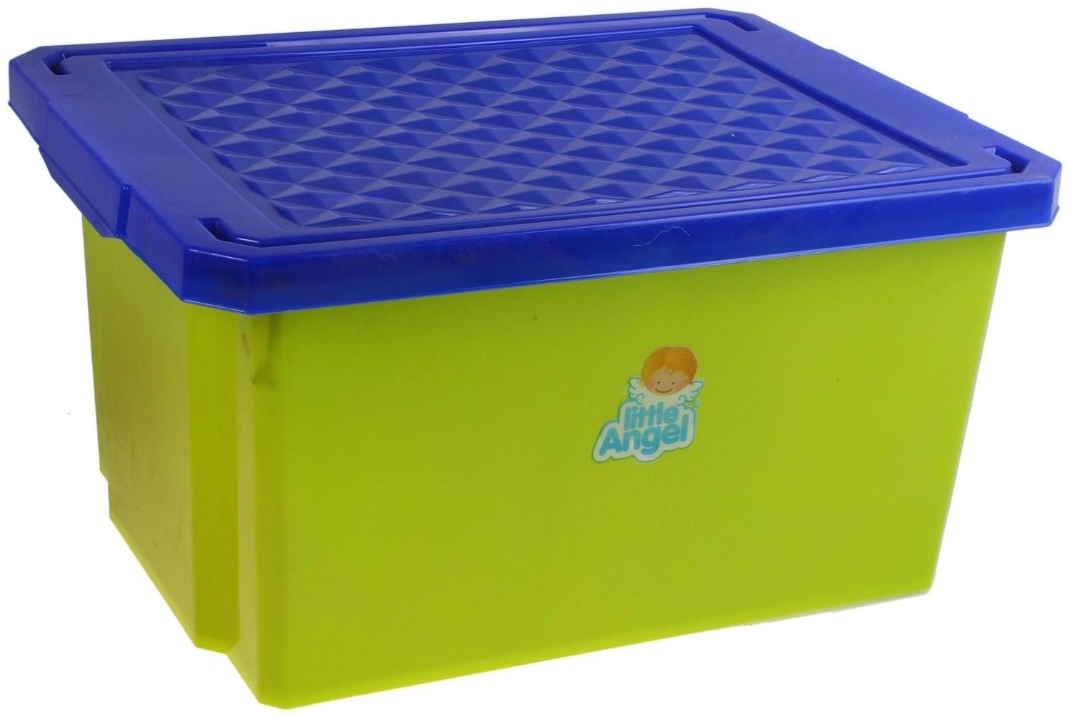 Ящик для игрушек Little Angel «Лего» с крышкой, 17 л, 30,5×41×21,5 см, цвет фисташковый
