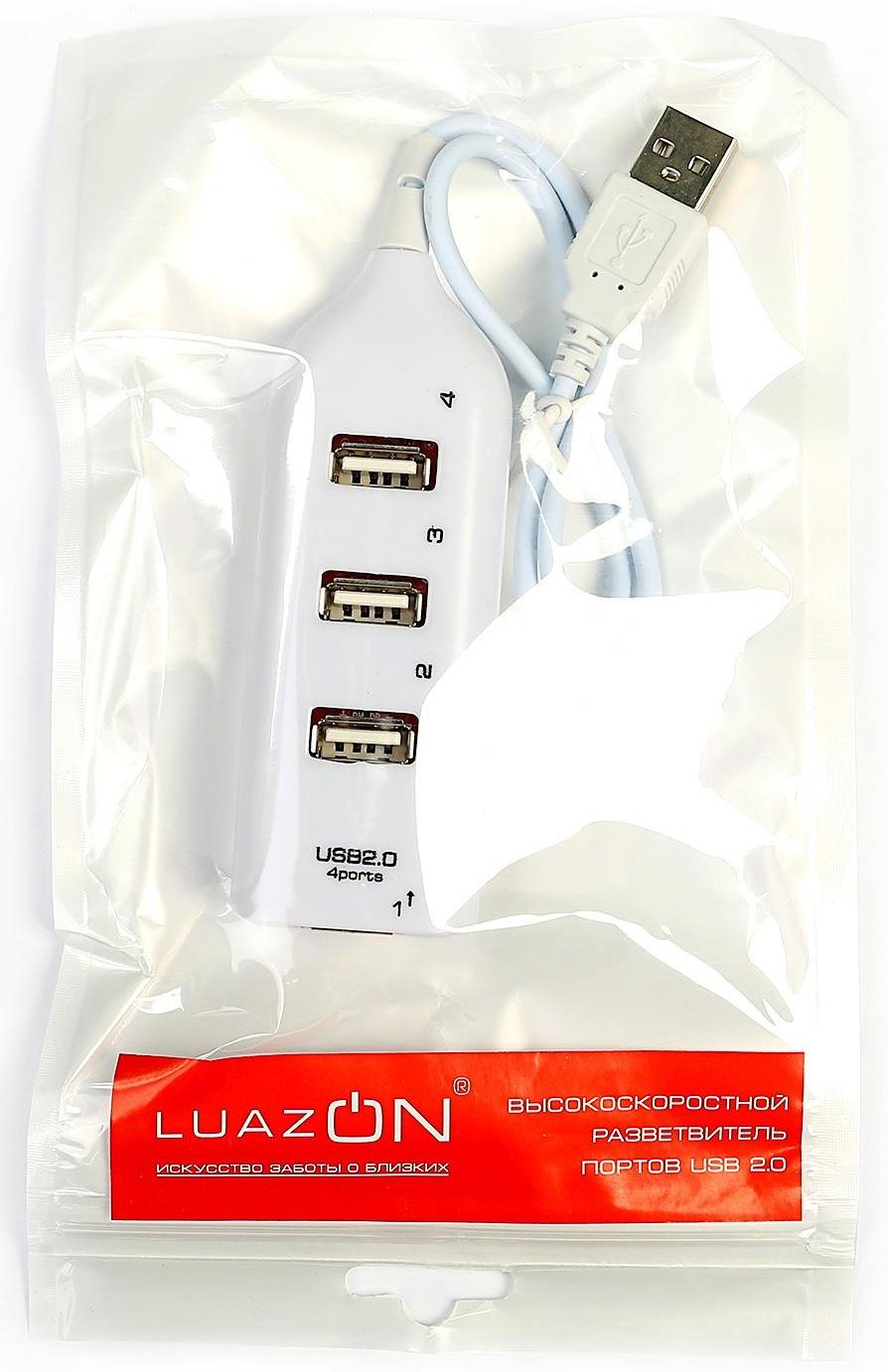 USB-разветвитель (HUB) LuazON HGH-63009, на 4 порта, МИКС