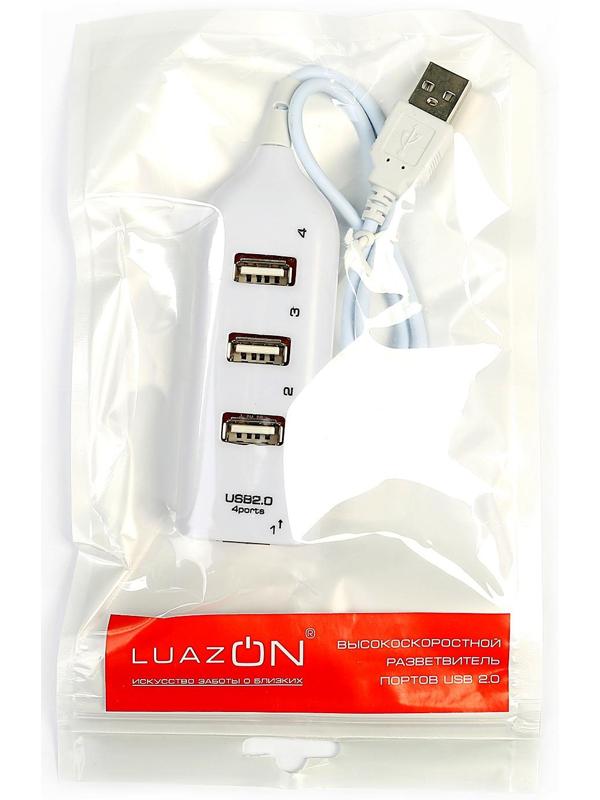 USB-разветвитель (HUB) LuazON HGH-63009, на 4 порта, МИКС
