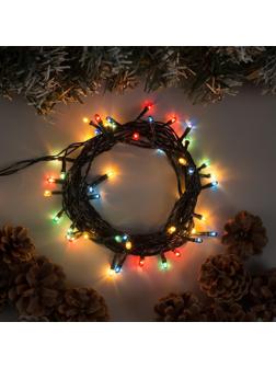 Гирлянда «Нить» 3.5 м, IP20, тёмная нить, 50 ламп, свечение мульти, 8 режимов, 220 В