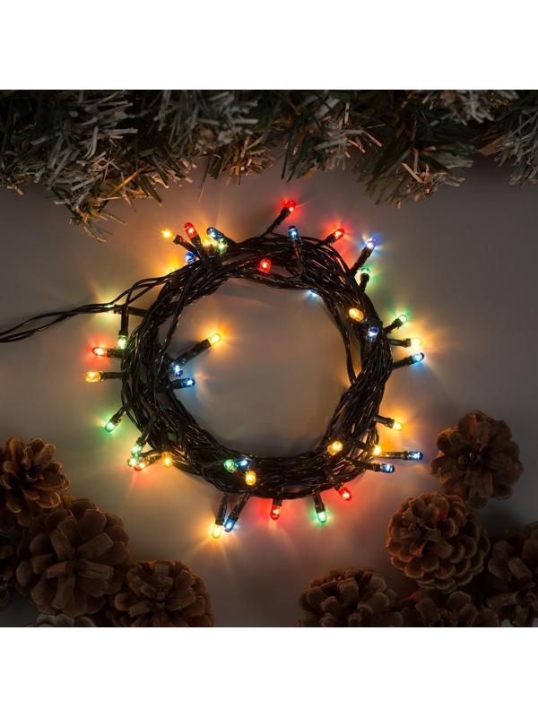 Гирлянда «Нить» 3.5 м, IP20, тёмная нить, 50 ламп, свечение мульти, 8 режимов, 220 В