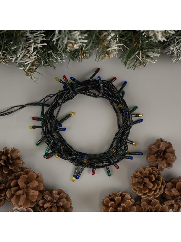 Гирлянда «Нить» 3.5 м, IP20, тёмная нить, 50 ламп, свечение мульти, 8 режимов, 220 В