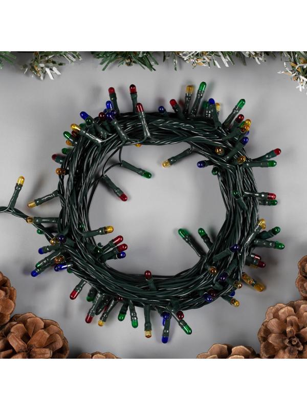 Гирлянда «Нить» 5.5 м, IP20, тёмная нить, 140 ламп, свечение мульти, 8 режимов, 220 В