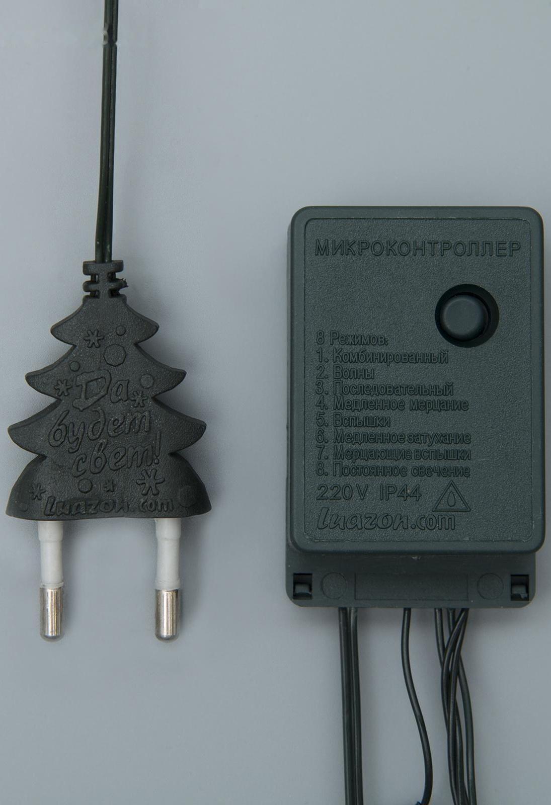 Гирлянда «Нить» 7 м, IP20, тёмная нить, 180 ламп, свечение мульти, 8 режимов, 220 В