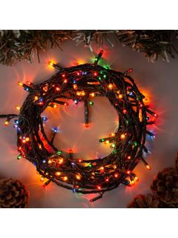 Гирлянда «Нить» 7 м, IP20, тёмная нить, 180 ламп, свечение мульти, 8 режимов, 220 В