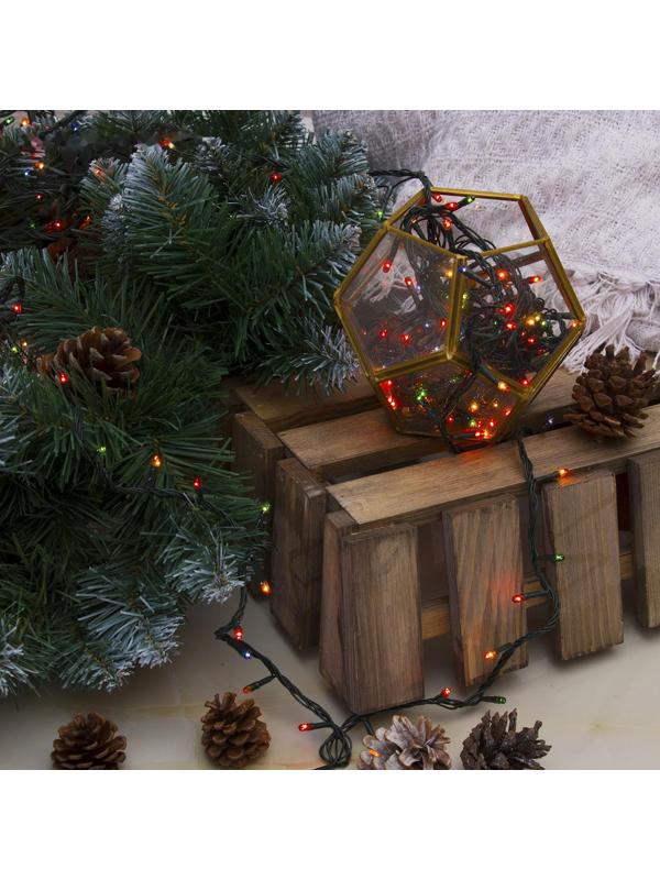 Гирлянда «Нить» 7 м, IP20, тёмная нить, 180 ламп, свечение мульти, 8 режимов, 220 В