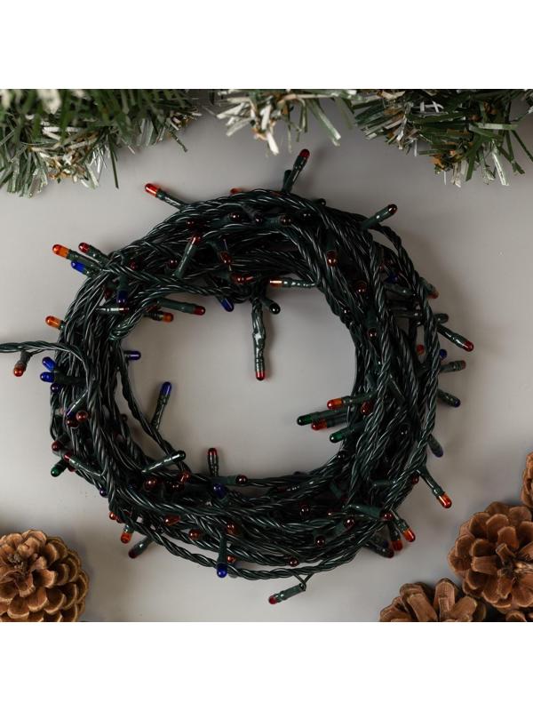 Гирлянда «Нить» 7 м, IP20, тёмная нить, 180 ламп, свечение мульти, 8 режимов, 220 В