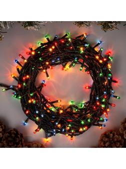 Гирлянда «Нить» 9 м, IP20, тёмная нить, 240 ламп, свечение мульти, 8 режимов, 220 В