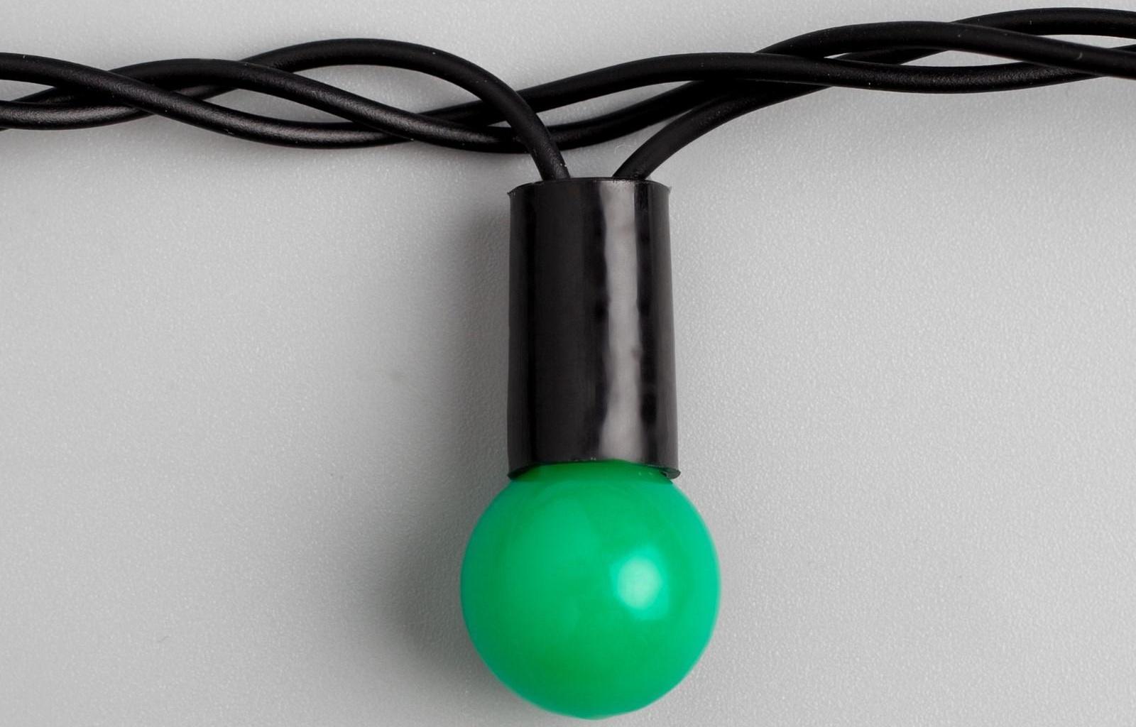 Гирлянда «Нить» 10 м с насадками «Шарики 1.5 см», IP44, тёмная нить, 100 LED, свечение зелёное, 8 режимов, 220 В