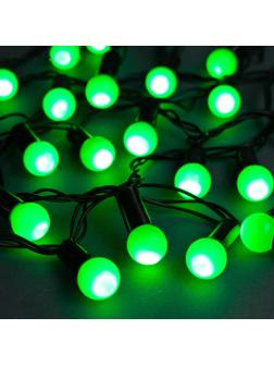 Гирлянда «Нить» 10 м с насадками «Шарики 1.5 см», IP44, тёмная нить, 100 LED, свечение зелёное, 8 режимов, 220 В