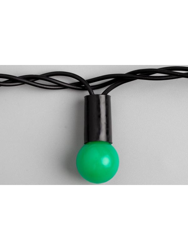 Гирлянда «Нить» 10 м с насадками «Шарики 1.5 см», IP44, тёмная нить, 100 LED, свечение зелёное, 8 режимов, 220 В