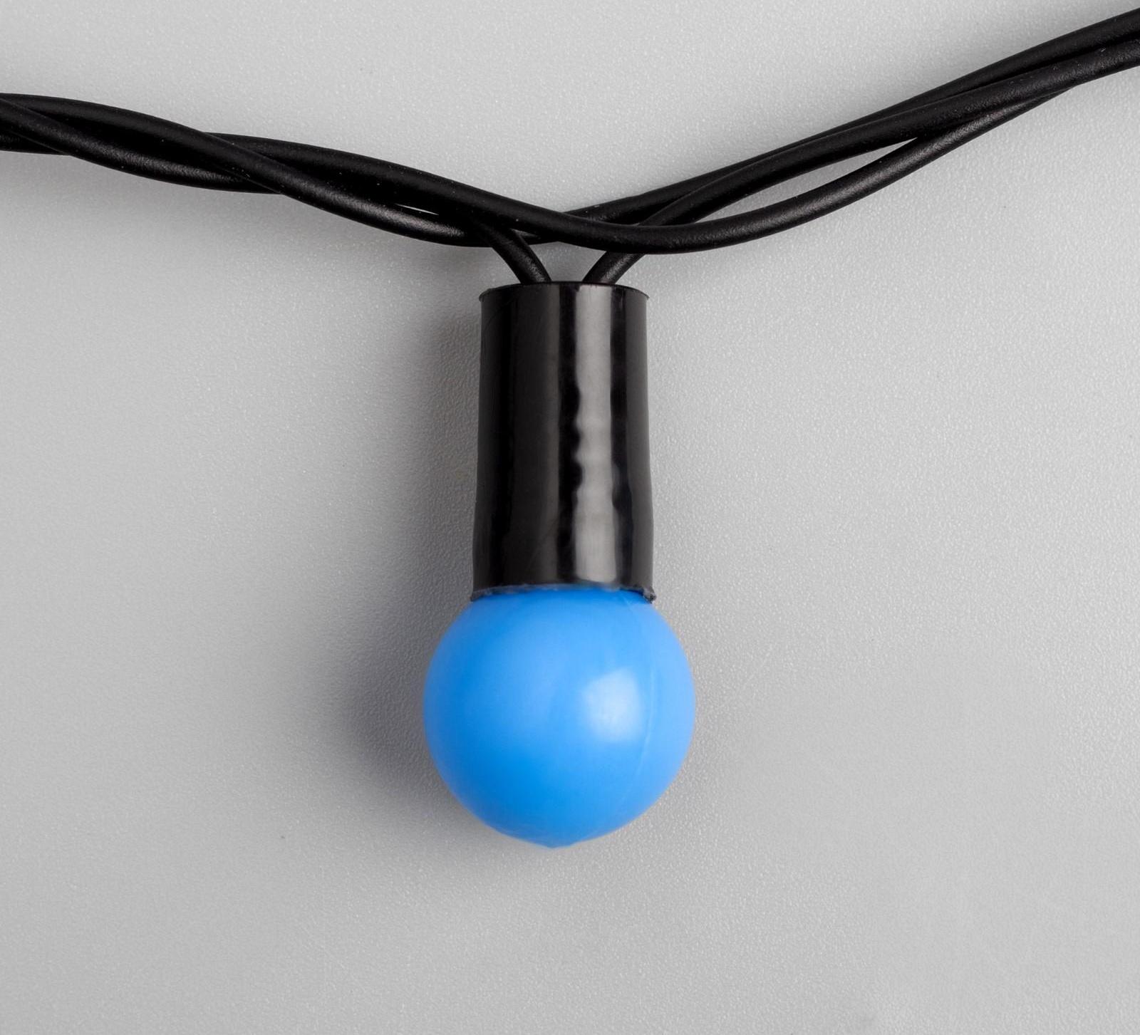 Гирлянда «Нить» 10 м с насадками «Шарики 1.5 см», IP44, тёмная нить, 100 LED, свечение синее, 8 режимов, 220 В