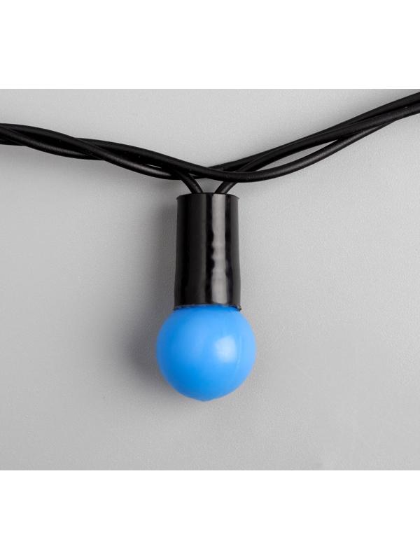 Гирлянда «Нить» 10 м с насадками «Шарики 1.5 см», IP44, тёмная нить, 100 LED, свечение синее, 8 режимов, 220 В