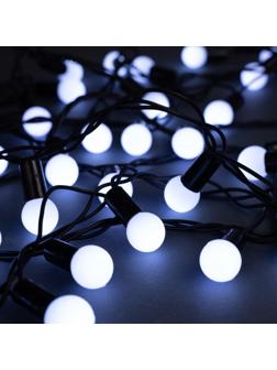 Гирлянда «Нить» 10 м с насадками «Шарики 1.5 см», IP44, тёмная нить, 100 LED, свечение белое, 8 режимов, 220 В