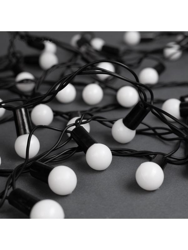 Гирлянда «Нить» 10 м с насадками «Шарики 1.5 см», IP44, тёмная нить, 100 LED, свечение белое, 8 режимов, 220 В