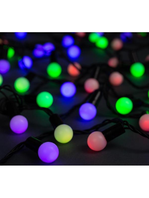 Гирлянда «Нить» 20 м с насадками «Шарики 1.5 см», IP44, тёмная нить, 200 LED, свечение мульти (RG/RB), мигание, 220 В